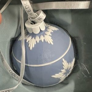 Wedgwood Jasperware White Star Relief on Blue Ball Ornament